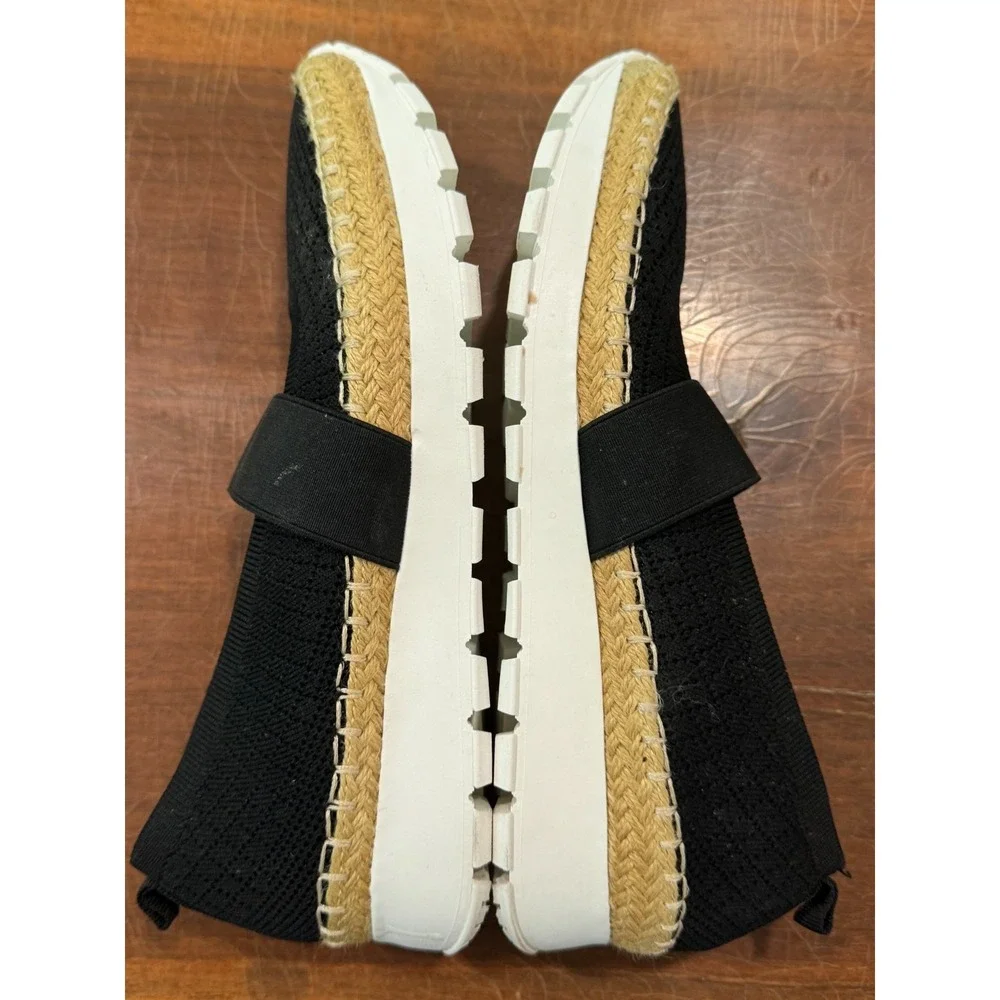 Adrienne Vittadini Sport Espadrille Slip-On Shoes Size 9 Women's Black Knit_2